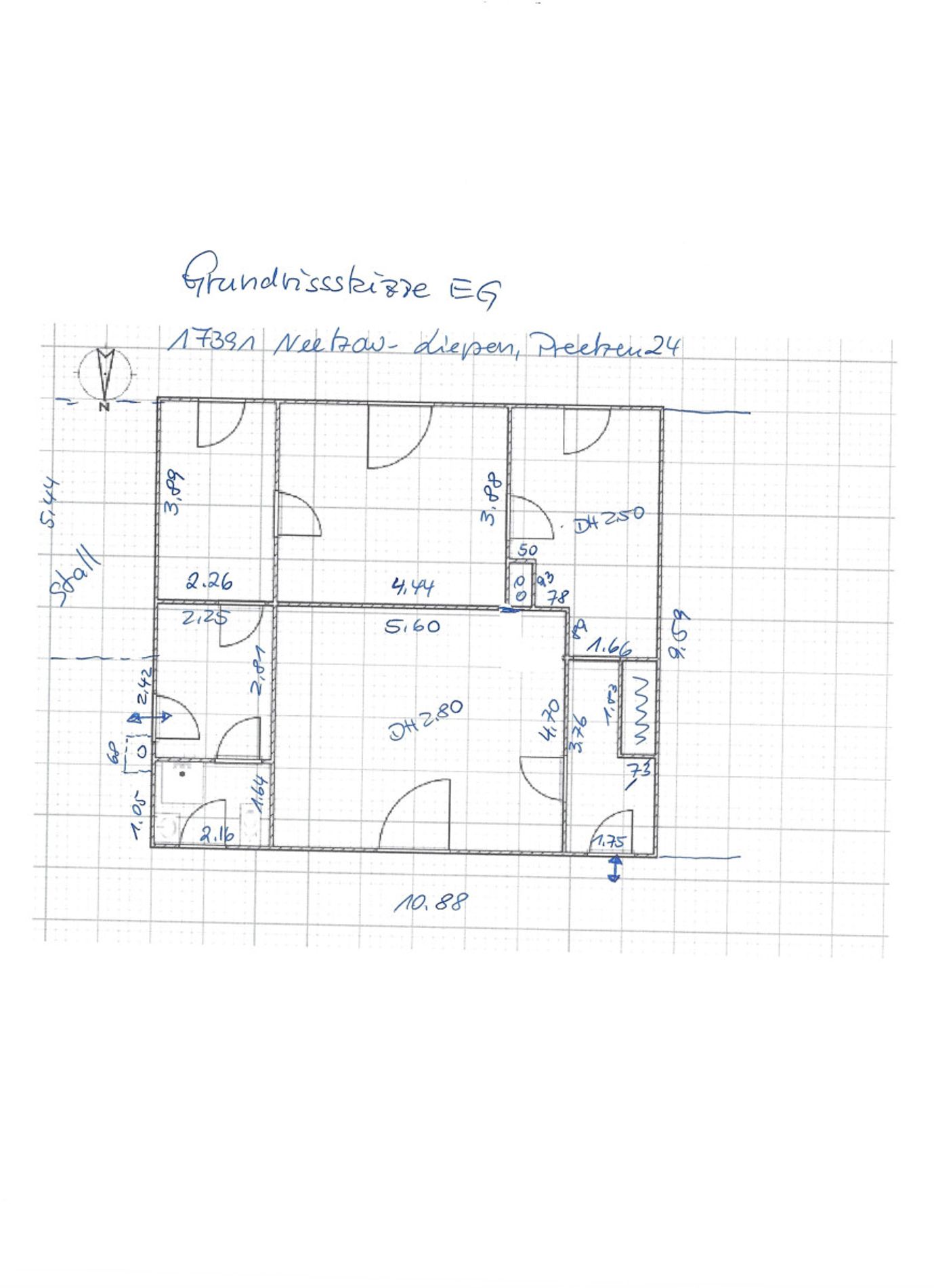 Grundrissskizze bemasst