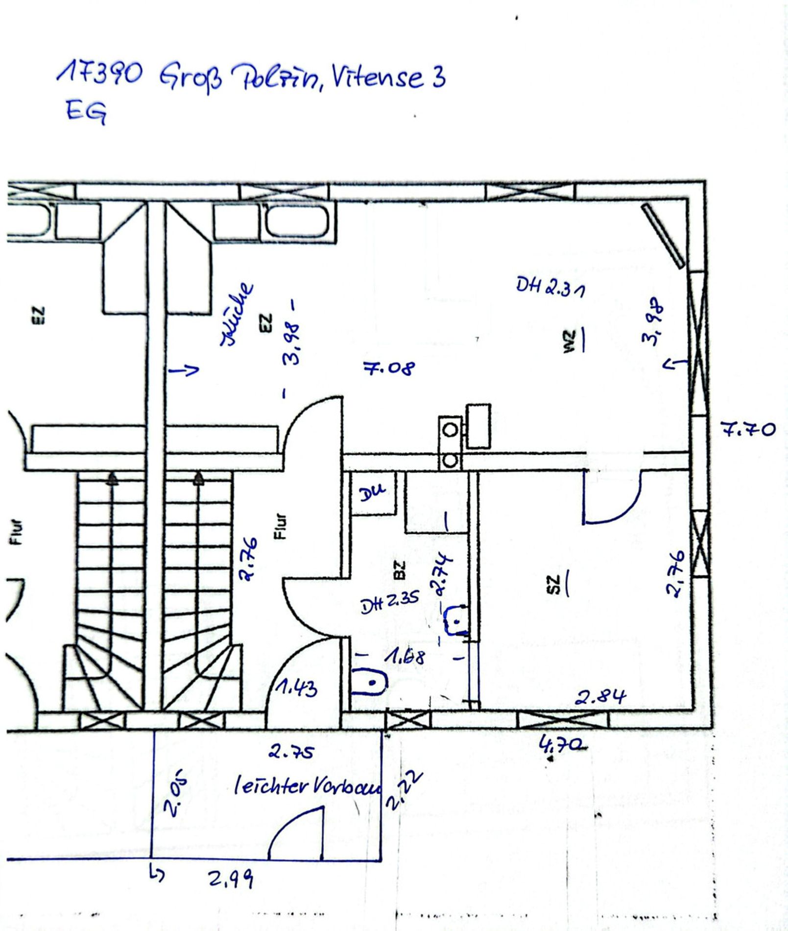 Grundrissskizze Vitense 3 EG