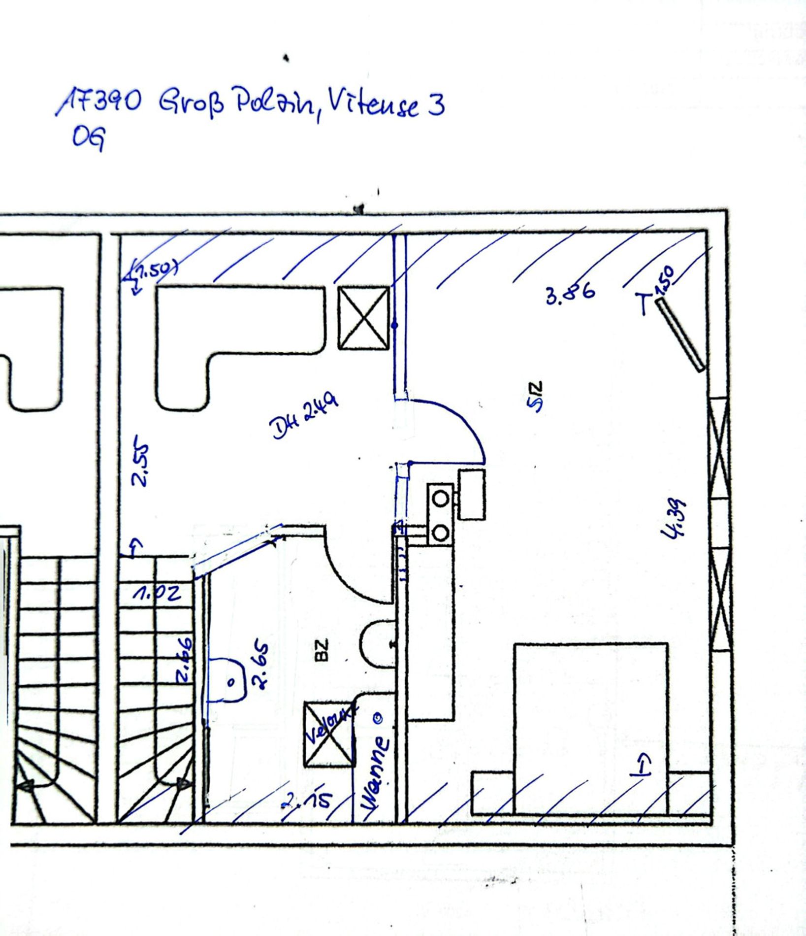 Grundrissskizze Vitense 3 OG